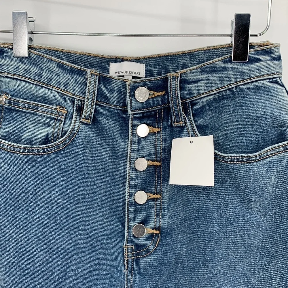 WeWoreWhat Danielle high waist straight distressed shredded knee women new 26